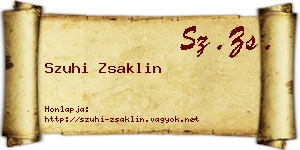 Szuhi Zsaklin névjegykártya